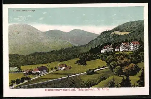 AK Thierenbach, Ortspartie mit St. Anna und Hartmannsweilerkopf