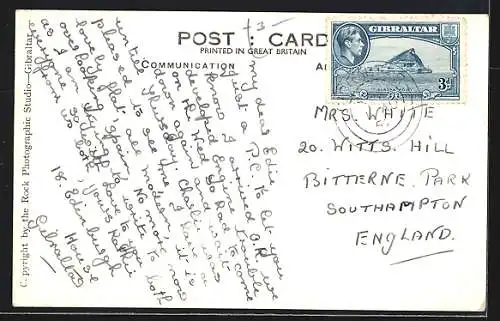 AK Gibraltar, Eye View of Town & Harbour, Road to Spain and Spanish Frontier Town, The Rock form the Straits