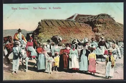 AK Las Palmas / G. Canaria, Einheimische vor einem Haus