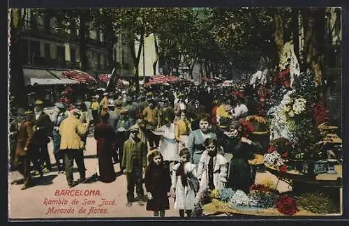 AK Barcelona, Rambla de San José, Mercado de flores