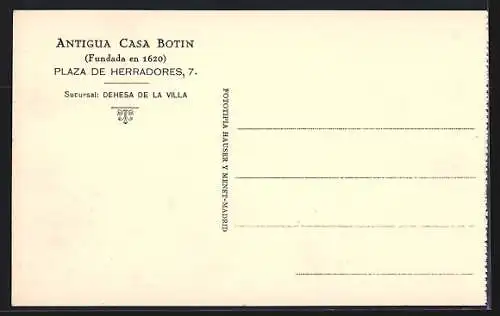 AK Madrid, Antigua Casa Botin, Bodega de la Sucursal