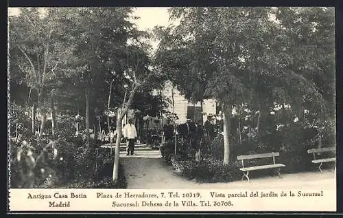AK Madrid, Antigua Casa Botin, Plaza de Herradores 7, Vista parcial del jardin de la Sucursal
