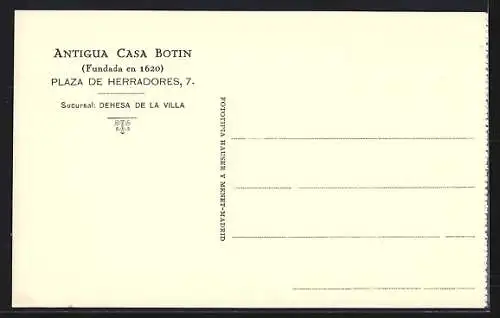 AK Madrid, Antigua Casa Botin, Plaza de Herradores 7, Comedor del Siglo XVII