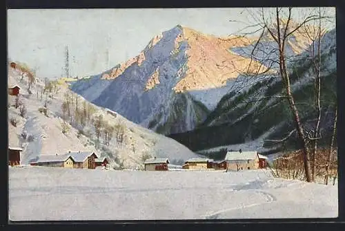 Künstler-AK Photochromie Nr. 3567: Abend im verschneiten Klosters