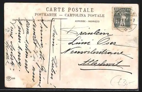 AK Neuchâtel, Teilansicht mit Kirche