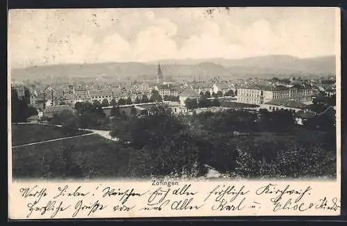 AK Zofingen, Teilansicht mit Strassenpartie
