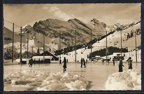 AK Mürren, Eisfeld mit Schlittschuhläufern