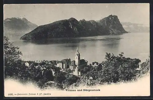 AK Vitznau, Teilansicht mit Kirche und Bürgenstock