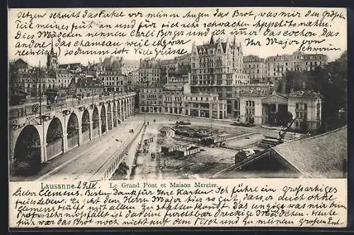 AK Lausanne, Le Grand Pont et Maison Mercier