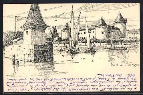 Künstler-AK Port de Morges, Le Port