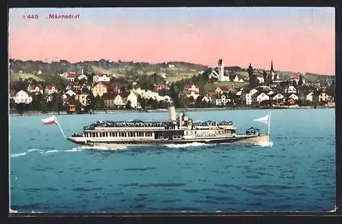 AK Männedorf, Teilansicht mit Dampfer Stadt Zürich
