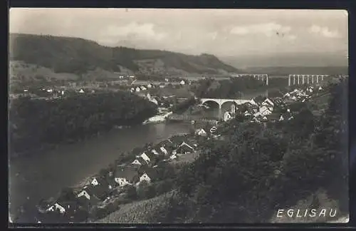 AK Eglisau, Teilansicht mit Brücke