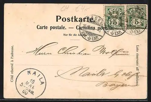 AK Basel, Teilansicht mit drei Brücken