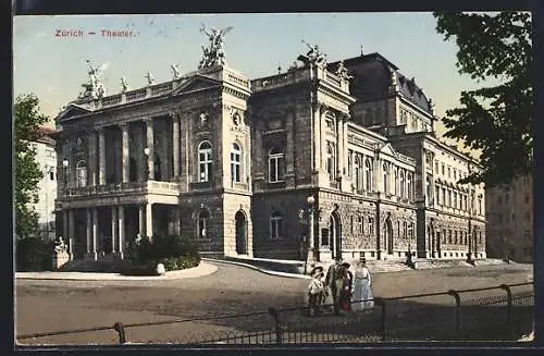 AK Zürich, Theater mit Strassenpartie