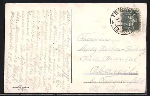 AK Fribourg, Teilansicht mit Kirche