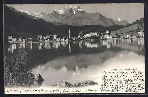 AK St. Moritz-Bad, Panorama mit Bergen