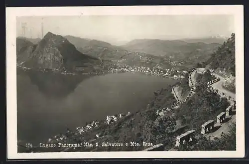 AK Lugano, Panorama, Mte. S. Salvatore e Mte. Rosa