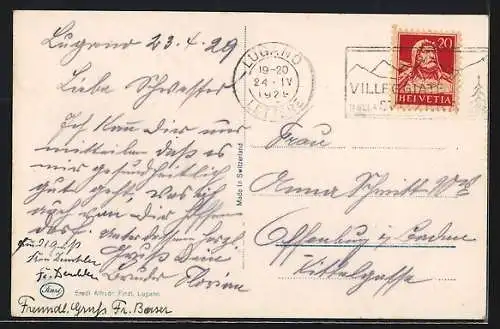 AK Lugano, Panorama, Mte. S. Salvatore e Mte. Rosa