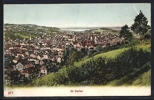 AK St. Gallen, Teilansicht mit Kirche