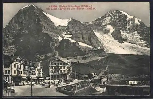 AK Kleine Scheidegg, mit Eiger und Mönch, Jungfraubahn-Bahnhof