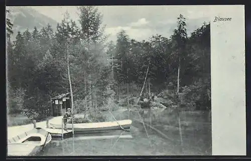 AK Blausee, Uferpartie mit Booten