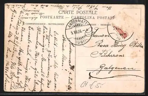 AK Andermatt, Teilansicht mit Bergen