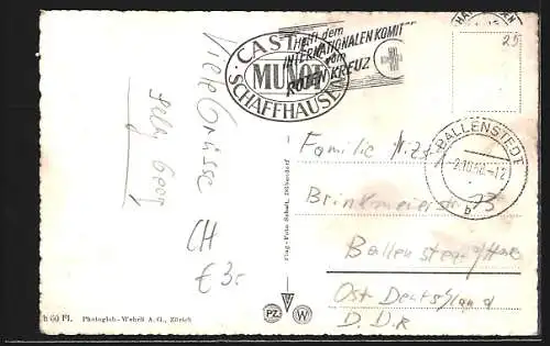 AK Schaffhausen, Teilansicht mit Bahnhof