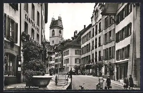 AK Aarau, Zollrain mit Gasthaus und Rathaus
