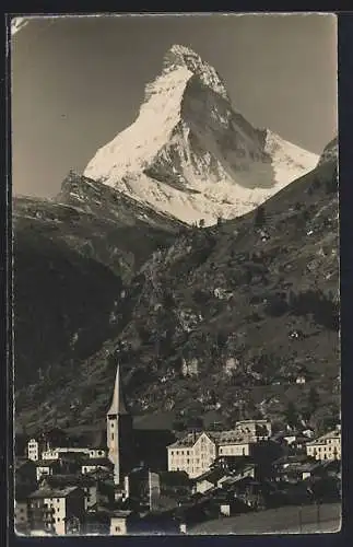 AK Zermatt, Teilansicht mit Matterhorn