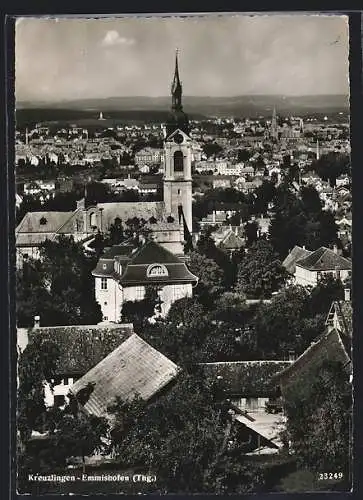 AK Kreuzlingen-Emmishofen /Thg., Totalansicht mit Kirche aus der Vogelschau