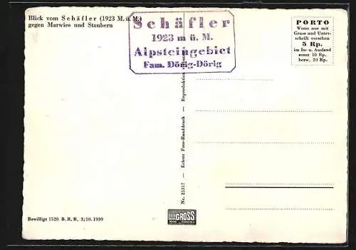 AK Schwende /AI, Gasthaus Fam. Dörig-Dörig auf dem Schäfler