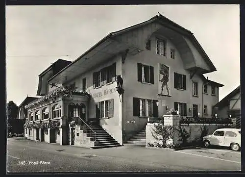 AK Ins, Hotel Bären von der Strasse aus