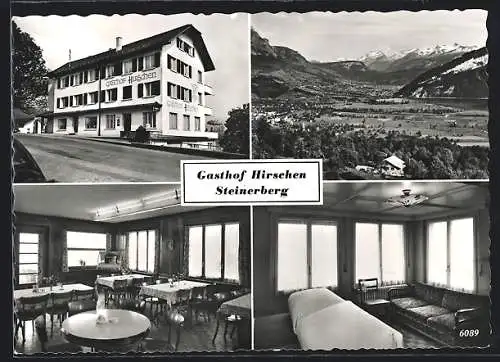 AK Steinerberg, Gasthof Hirschen Fam. Budmiger mit Innenansichten, Gesamtansicht