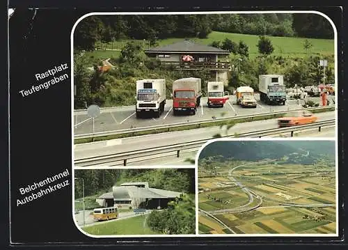 AK Hägendorf /Olten, Rastplatz Teufengraben, Belchentunnel, Autobahnkreuz