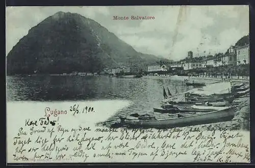AK Lugano, Blick von der Promenade zum Monte Salvatore