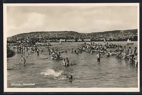 AK Zürich, Badende im Strandbad