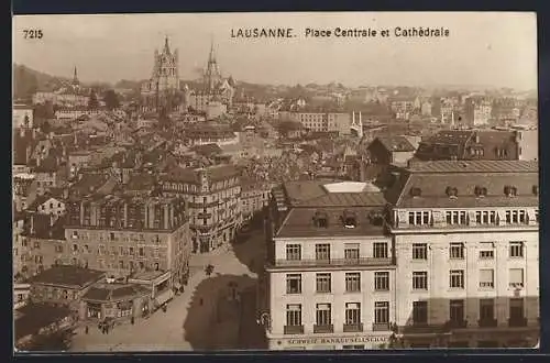 AK Lausanne, Place Centrale et Cathedrale