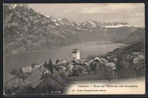 AK Obstalden, Blick auf Wallensee und Alvierkette
