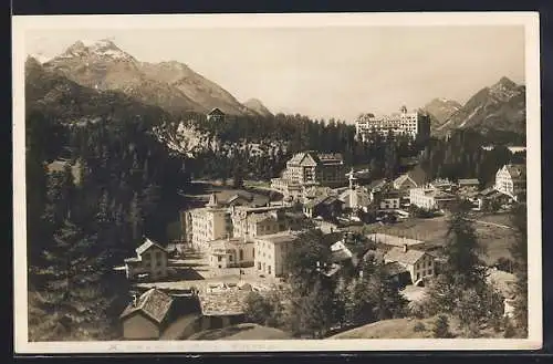 AK Sils-Maria, Totalansicht mit Bergpanorama