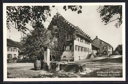 AK Wellhausen /Thurgau, Dorfpartie mit Schloss