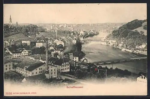 AK Schaffhausen, Totalansicht mit Rhein