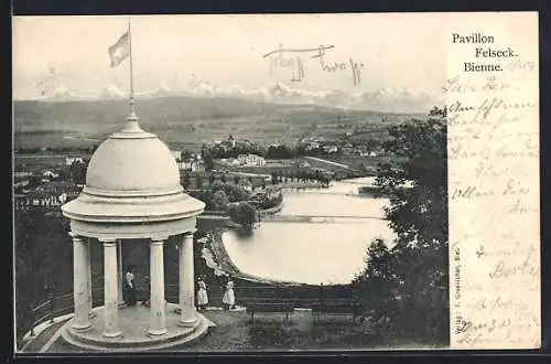 AK Bienne, Pavillon Felseck und Ortsansicht