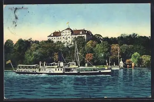 AK Mainau, Dampfer Stadt Meersburg vor dem Schloss