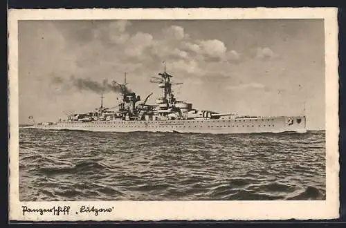 AK Schwerer Kreuzer Lützow auf hoher See, Kriegsmarine