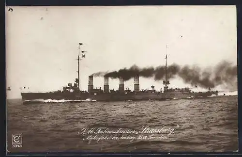 AK SM Turbinenkreuzer Strassburg während der Maielenfahrt bei Neukrug
