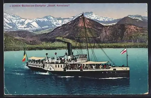 AK Bodensee-Dampfer Stadt Konstanz in Fahrt