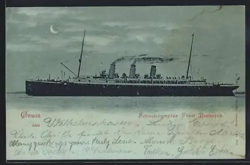 AK Passagierschiff Fürst Bismarck in ruhiger See