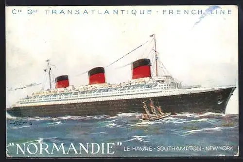 AK Passagierschiff Normandie, French Line
