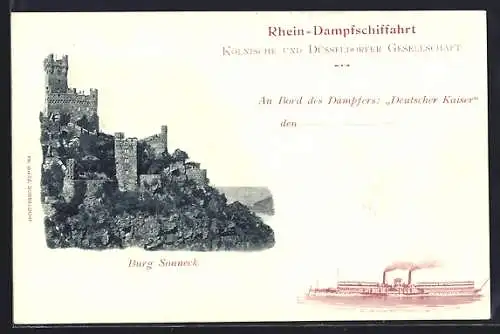 AK Dampfer Deutscher Kaiser der Kölnischen und Düsseldorfer Gesellschaft