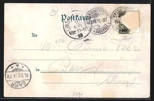 Lithographie Bodensee-Dampfer in voller Fahrt